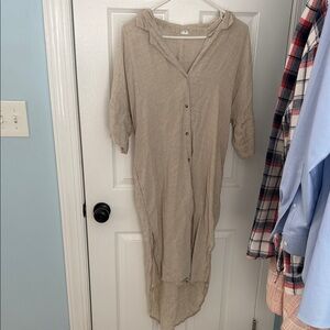Anthropologie Beige/Tan Lightweight Button-Front Swim Coverup